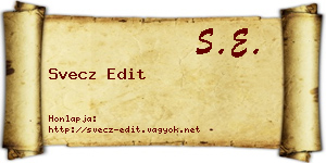 Svecz Edit névjegykártya